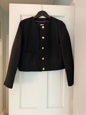 J. Crew Black Cropped Jacket with Gold Buttons